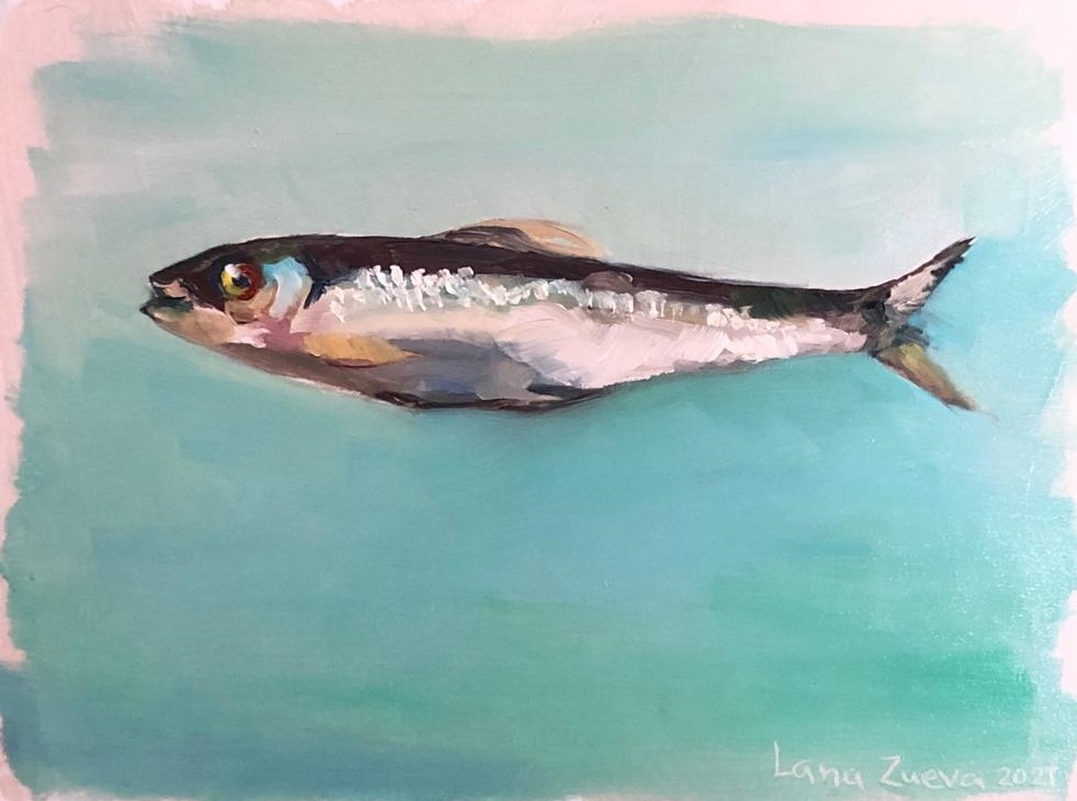 Sardine oil painting